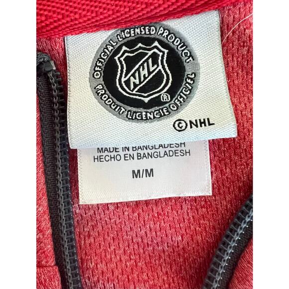 NHL Men’s Chicago Blackhawk Red Gray Long Sleeve  1/4  Zip Shirt w/ Pockets M - Picture 6 of 8